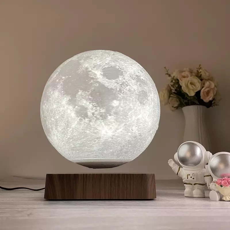 Impressão Levitating Moon Lamp, Candeeiro De Mesa De Madeira, Luz Noturna, Flutuante Lua Lâmpada, 14cm, 18cm, Venda Quente, Moda