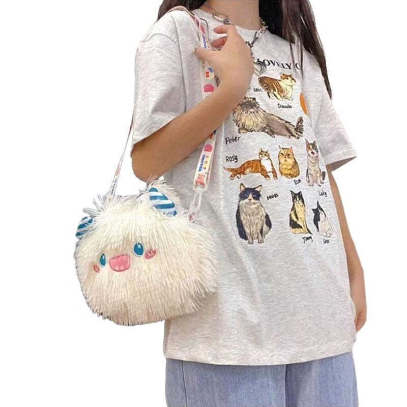 Y2K Стильная плюшевая сумка-тоут, женская сумка на плечо, модный кошелек для девочек, уличная сумка, осенне-зимняя сумка для