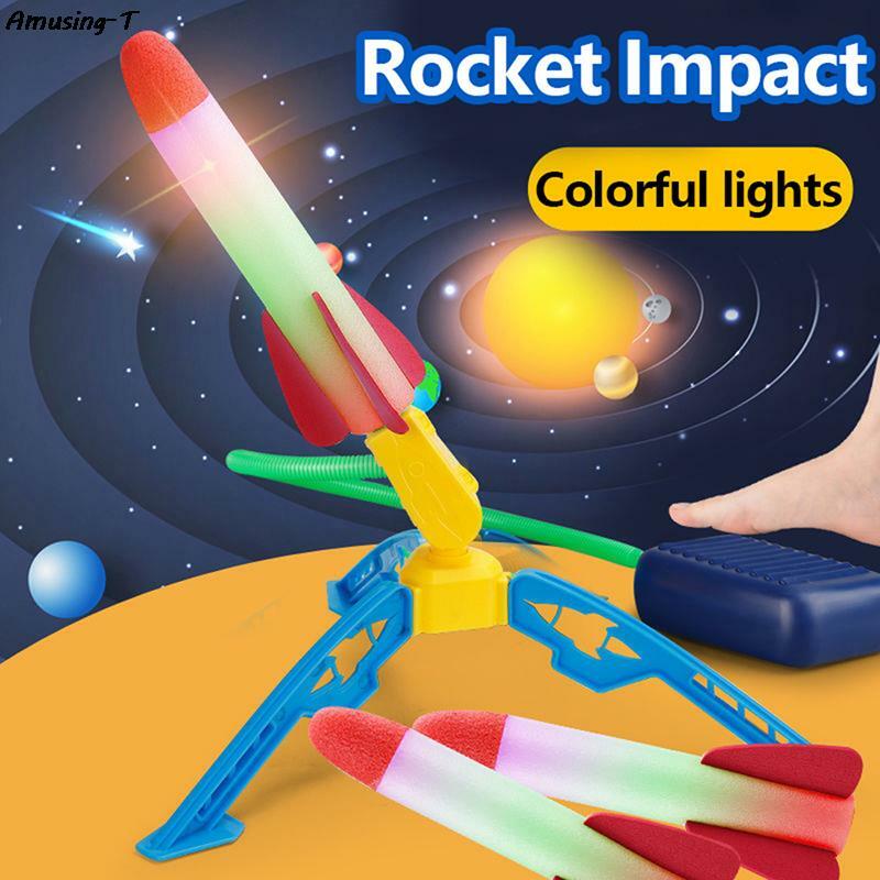 Lanzador de bomba de pie de cohete de aire para niños, lanzadores de cohete Flash, juegos de Pedal al aire libre, juguete de juego para niños, regalo para niños, 1 Juego