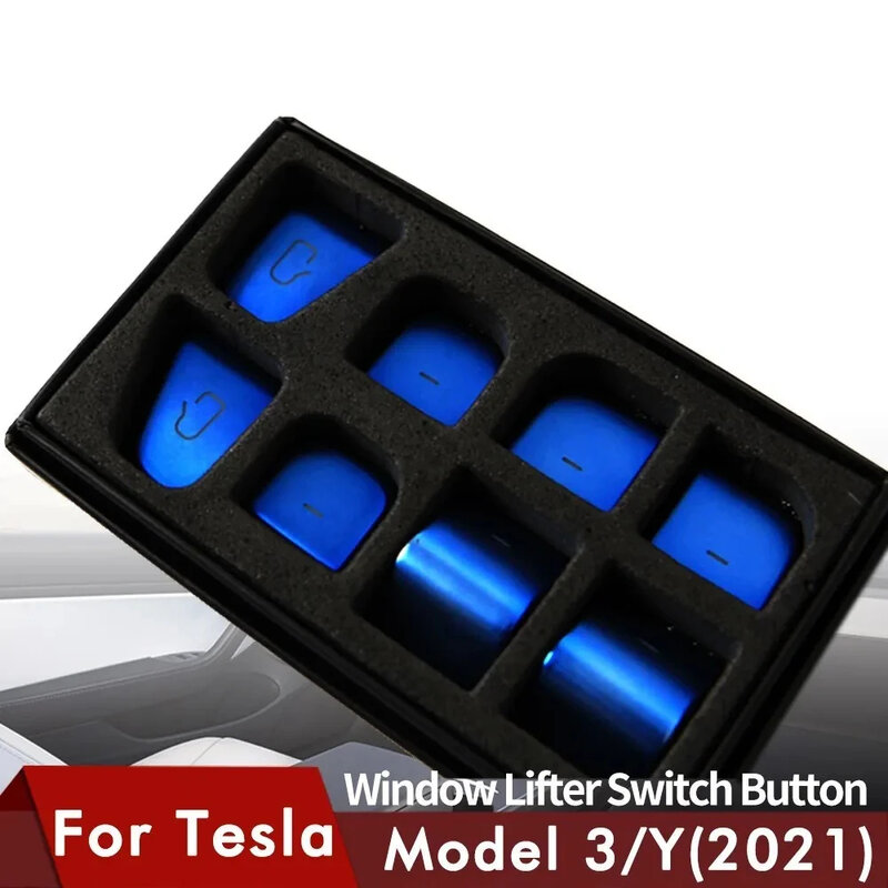 Pegatina de botón para interruptor de elevación de ventana de coche, accesorio Interior para Tesla Model 3 y 2022, modelo Y 2023