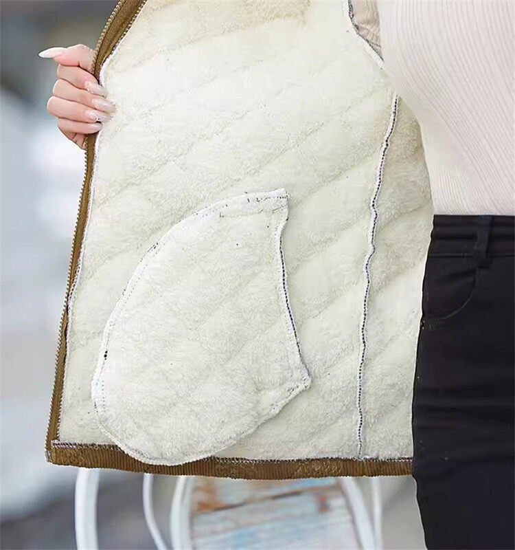 Jaqueta de algodão veludo feminino, casaco pelúcia grosso, gola em pé, elegante, outono e inverno, Z4990