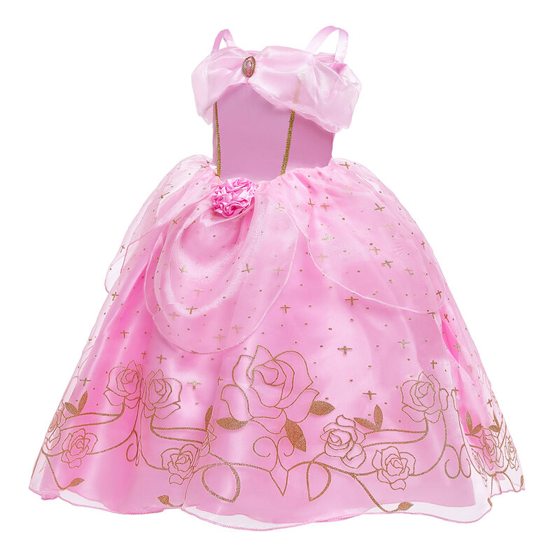 Vestido de princesa Aurora para niñas, traje de Cosplay de Bella Durmiente, disfraz con dijes para niños, fiesta de carnaval, vestido de graduación, ropa de cumpleaños, 2-10T
