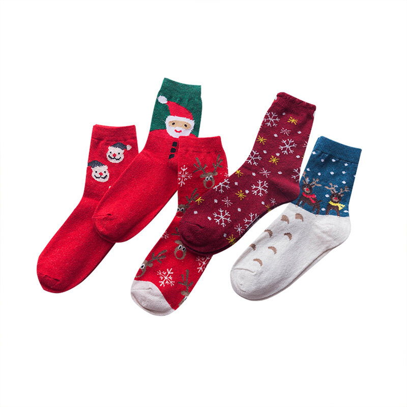 Calcetines de lana de conejo de Navidad para mujer, botas gruesas, térmicas, transpirables, acogedoras hasta la rodilla, cálidas