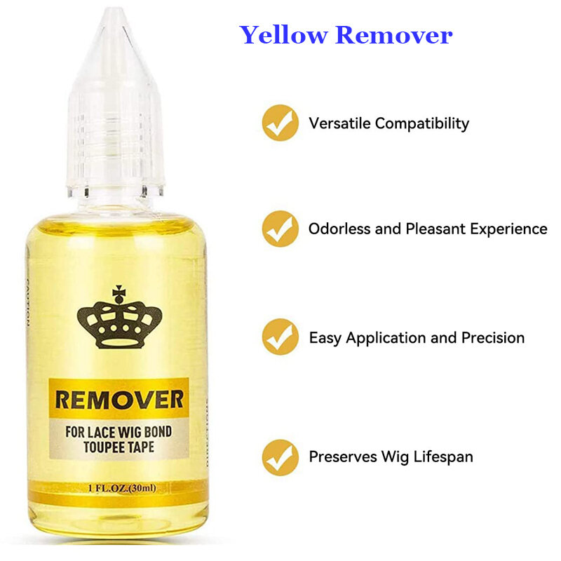 1Pcs Hair Glue Remover Yellow Adhesive Remover For Toupee 30ml Transparent Remover For Lace Wig Tape Remover For Hair Extensions