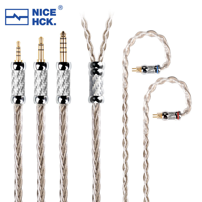 Nicehck silvercat 8 núcleos prata chapeado liga atualização do fone de ouvido substituir cabo 3.5/2.5/4.4mm mmcx/0.78mm 2pin para vernus bravura