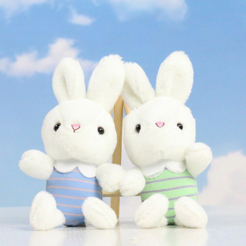 18CM Hot Cute Cartoon Rabbit Pendant Doll Plush Toy Striped Rabbit Cloth Doll Children's School Bag Bag Charm Keychain Doll