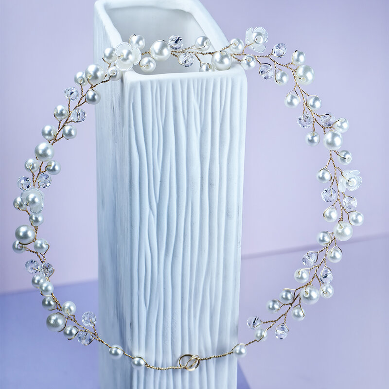 Bandeau de mariée en fausse perle blanche pour femmes et filles, accessoires pour cheveux, robe de mariée, mode