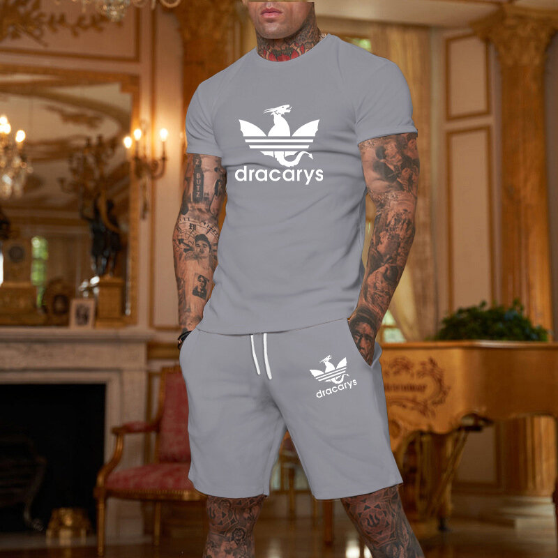 Спортивный костюм ummer мужской из 2 предметов, футболка с 3D принтом и надписью, оверсайз, Повседневная Уличная одежда с графическим рисунком, костюм в стиле хип-хоп