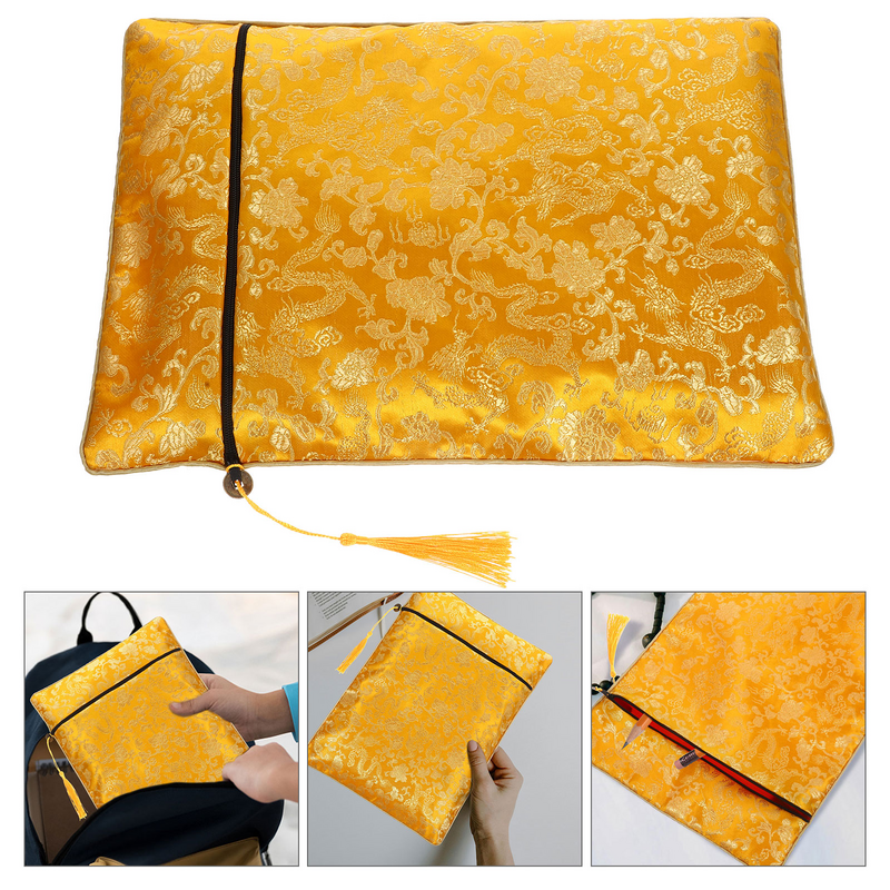 Multifunções Silk Carrying Bag, Zipper Bag, Student Viagem Lápis Pouch, papelaria decorativa