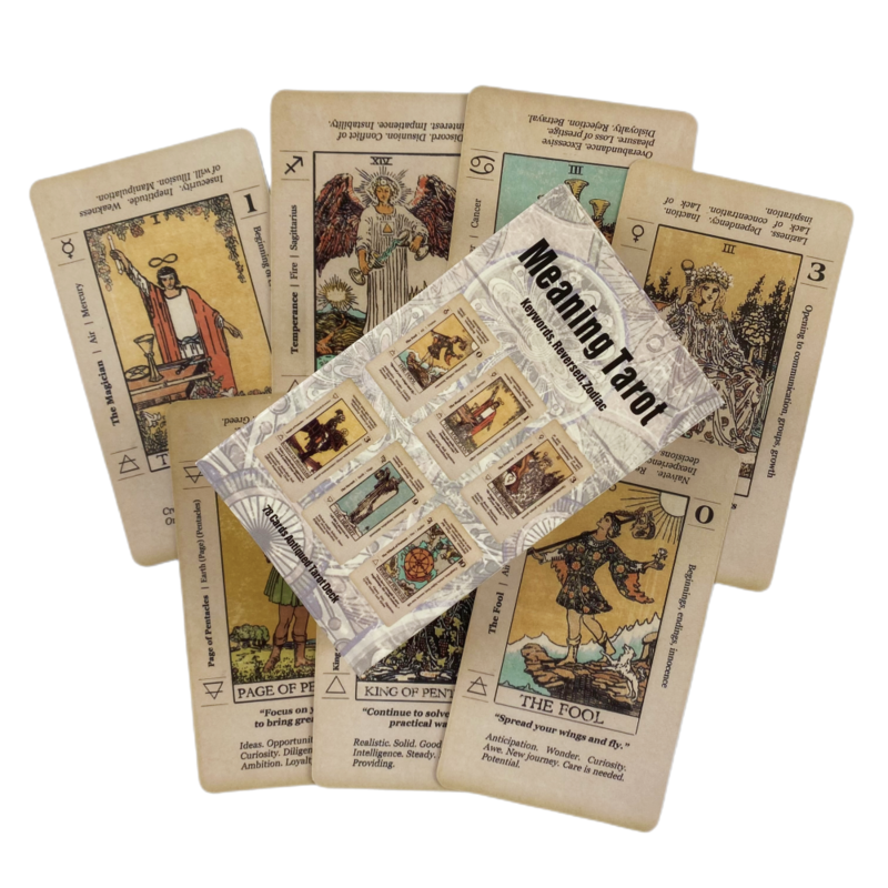 Naipes-cartas de Tarot A 78 baraja, oráculo, visión en inglés, adivinación con palabras clave, cartas del zodiaco invertidas