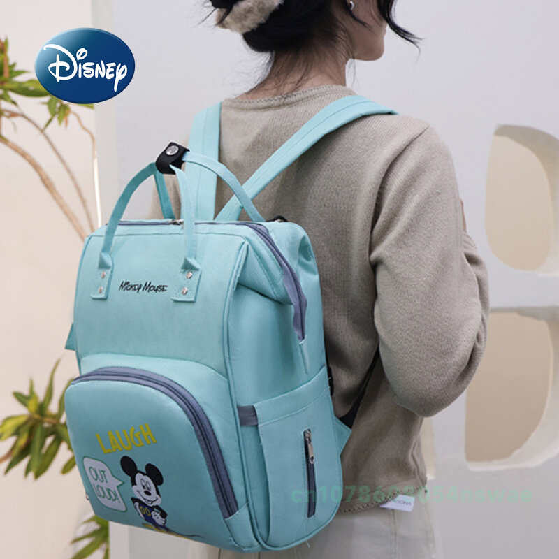 Disney-mochila de Mickey para pañales de bebé, bolso multifuncional de gran capacidad, alta calidad, a la moda