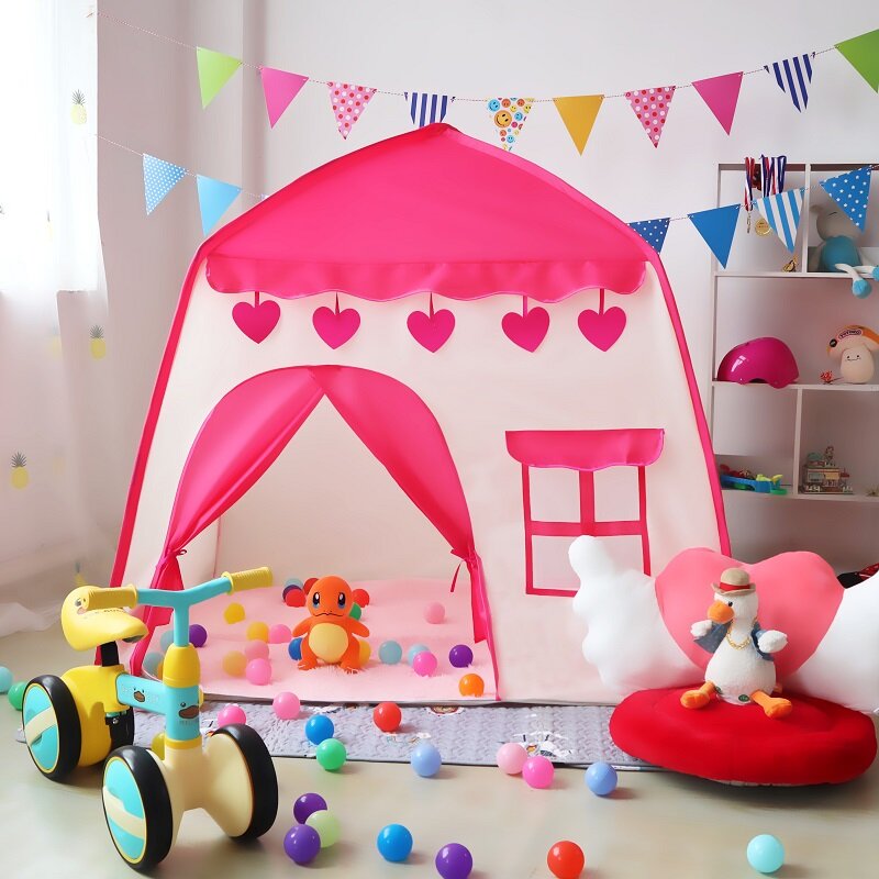 Tiendas de campaña de juguete para niños, carpa de princesa de gran tamaño, plegable, para interiores, Castillo de exterior, 100x130cm, 2 unidades