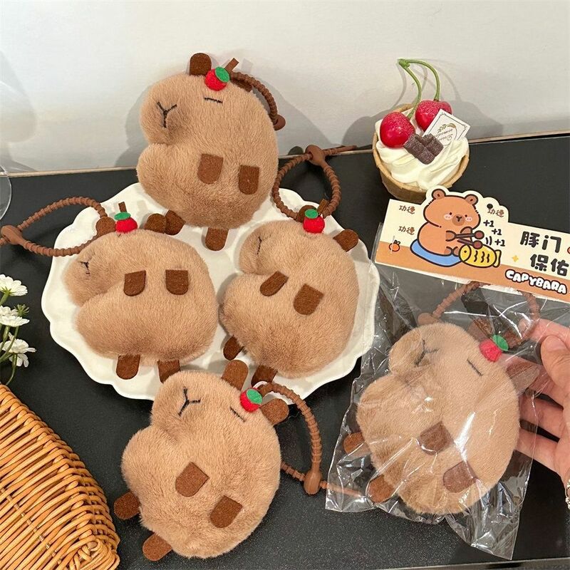Capybara Keychain Pingente, Acessórios Artesanais DIY, Plush Toy Bag Pendant, Fazer um Brinquedo Boneca Som, Decoração Chaveiro