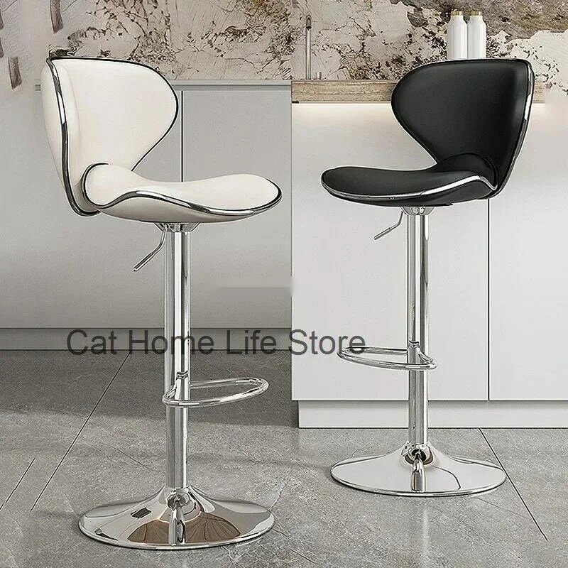 Nordic Long Swivel Chair for Dining Room, High Stool, Leather Chair, Dining Room Design, Bar Furniture, HY
