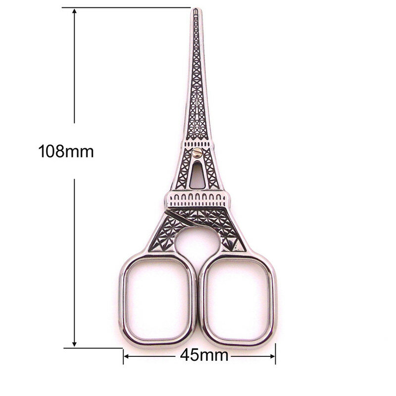 Tesoura de aço inoxidável vintage em forma de Torre Eiffel, ferramentas de costura para tecido, diy