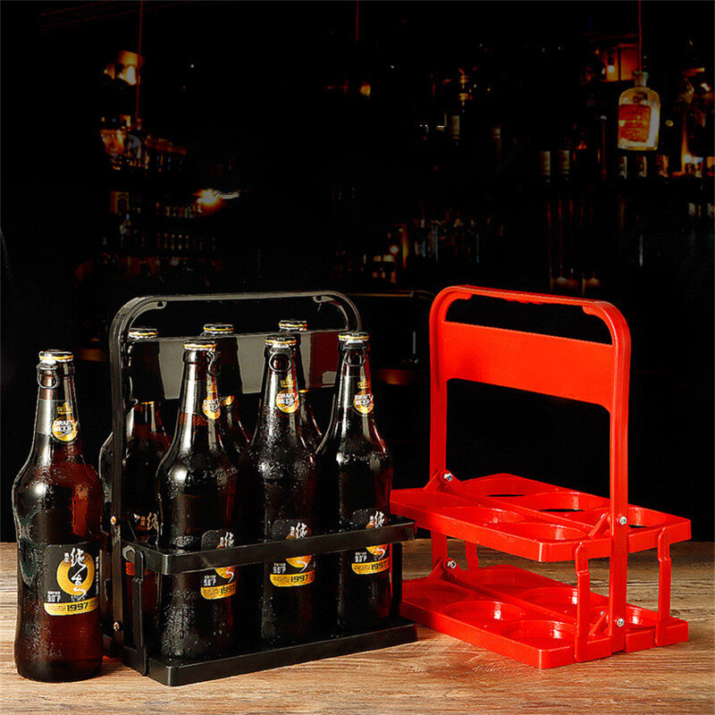 6 Löcher Kunststoff Milchsaft Flaschen träger faltbare Picknick Bier Getränke träger tragbare Wein Lager regal Getränke Veranstalter