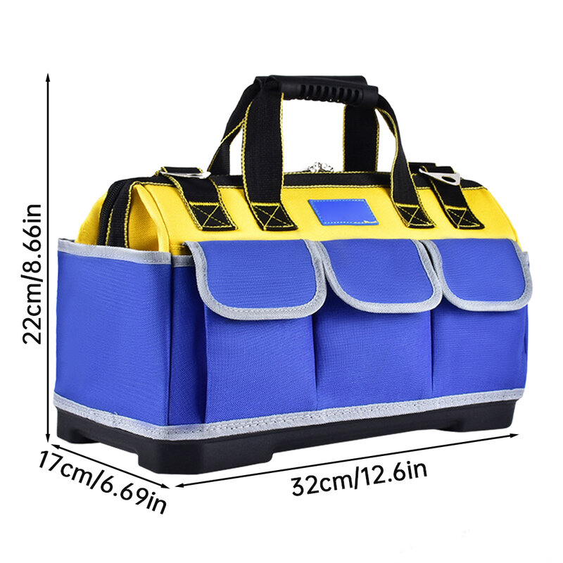 Upgrade 13inch Heighten Large Capacity Tool Bag Thickened 1680D Oxford Waterproofed Wear-Resistant Electrician Storage Toolkit