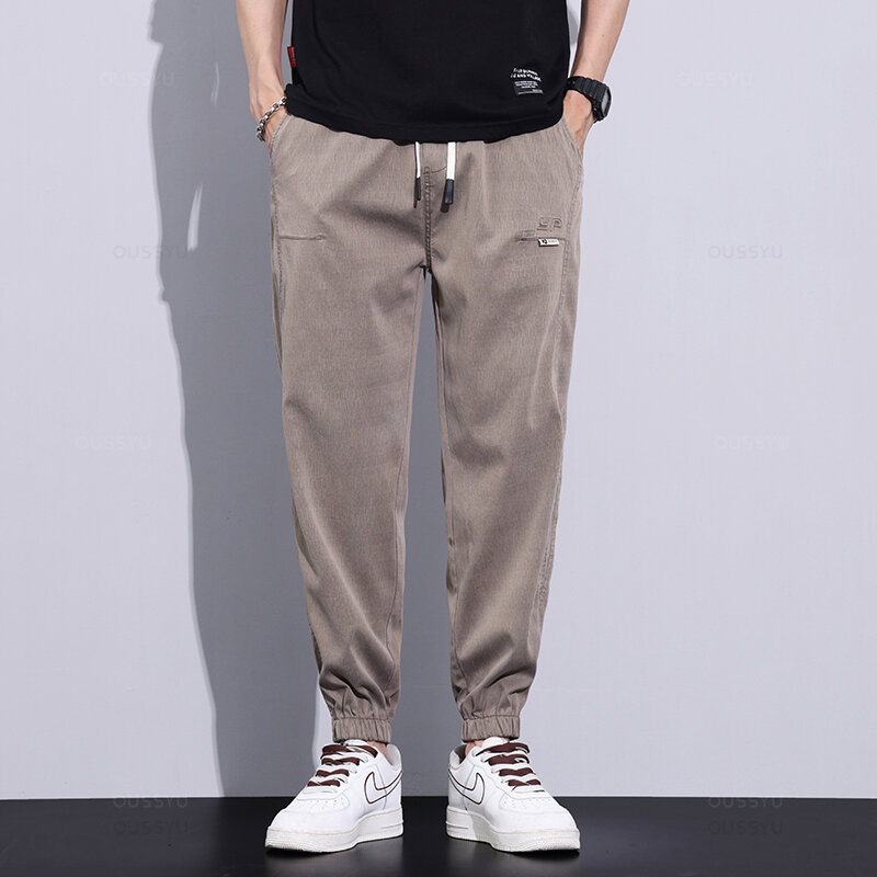 MinGYU-Calça casual masculina de tecido Lyocell, moletom Jogger fino masculino, calça harém, marca, plus size, 5x, verão