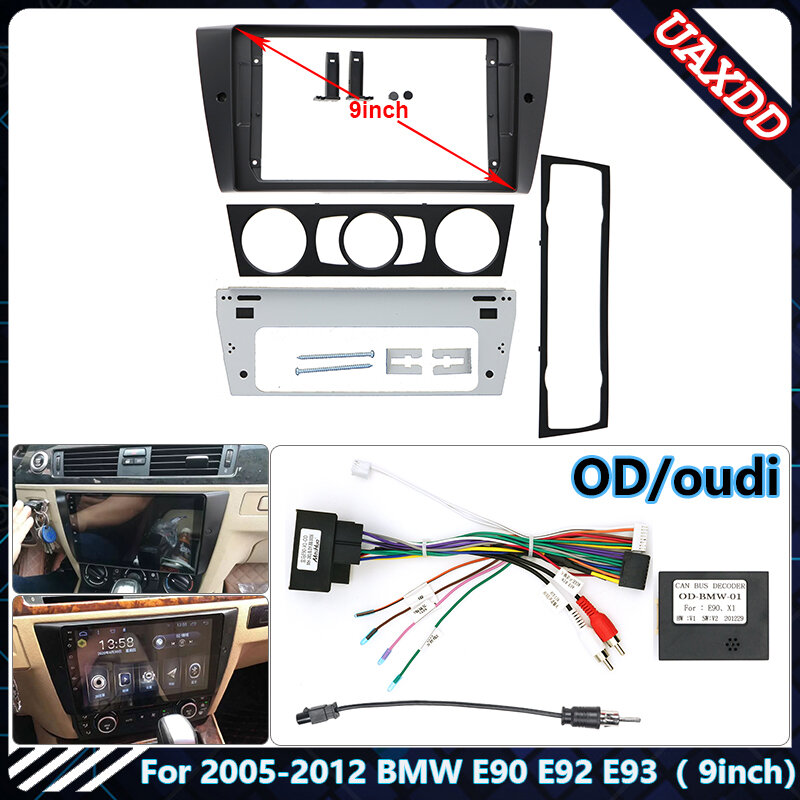 Radio con GPS para coche, reproductor multimedia con Android, DVD, pantalla de audio estéreo, vídeo, Marco, cables, arnés, 2005-2012, BMW E90, E92, E93