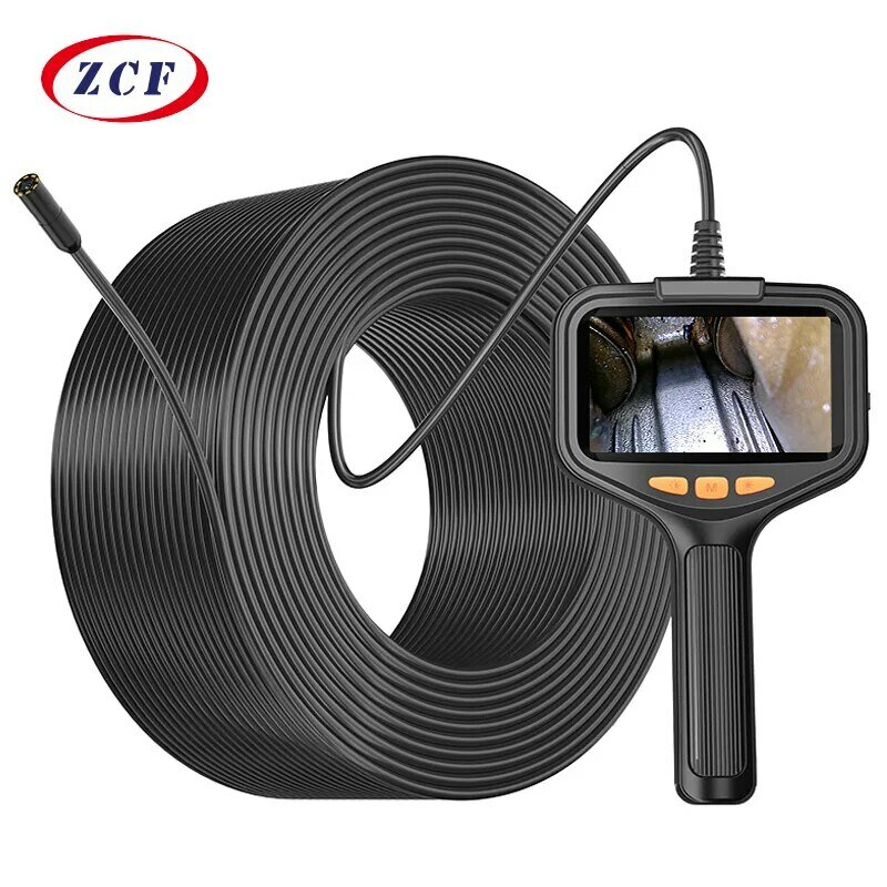 Handheld Endoscope Camera 4.3'' Screen 2-100Meter Rigid Cable HD1080P Dual Lens Front SIde Single Lens Pipe Inspection Borescope