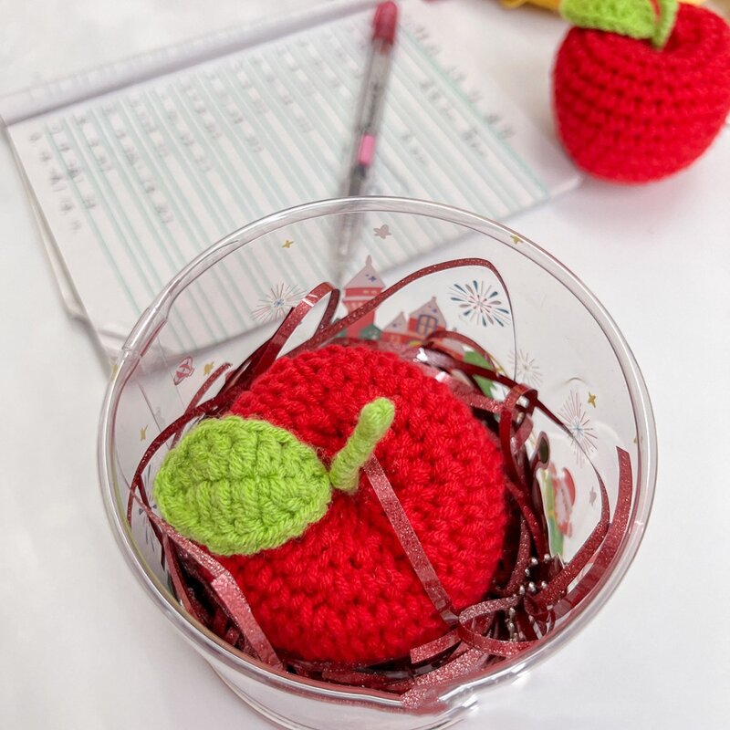 Ping an Fruit-Griggles de punto de lana hechos a mano, accesorios para frutas, adornos, rojo, lindo, frutas, bricolaje