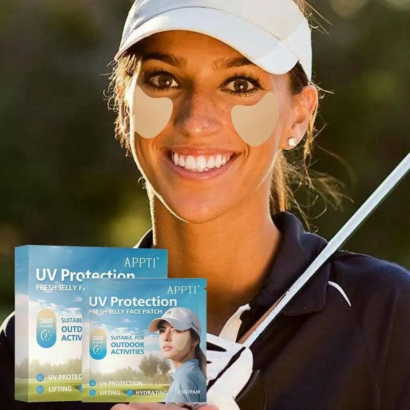 5 par/pudło świeże galaretki UV plastry na twarz Golf ochrona przed słońcem krem z filtrem przeciwsłonecznym żelowe plastry przeciwsłoneczne naklejki nawilżające maska na oczy