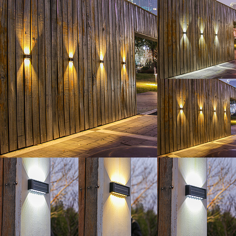 LED Solar Lamp Outdoor Waterproof Wall Lights For Garden Yard Decor Landscape Lamps Up and Down Luminous Lighting Sunlight Light