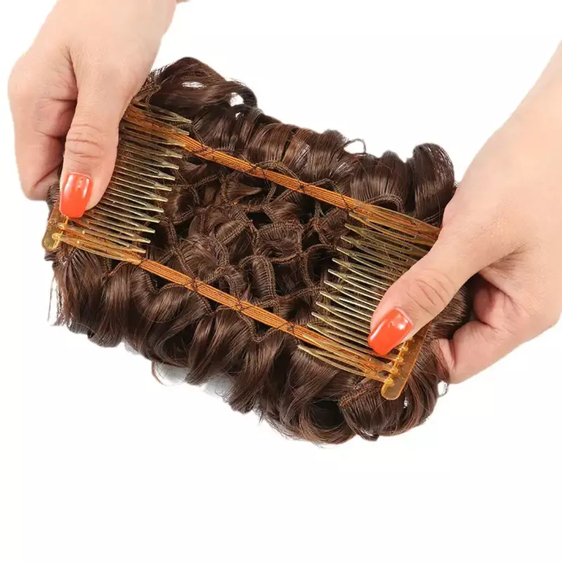 Syntetyczny kok roztrzepany kok klips z pazurem kawałek włosów faliste kręcone włosy kok przedłużanie kucyka Scrunchie treski dla kobiet