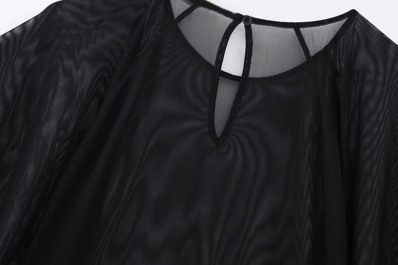 Vestido de malla de seda para Mujer, traje retro con manga de capa, diseño a la moda, novedad de 2024
