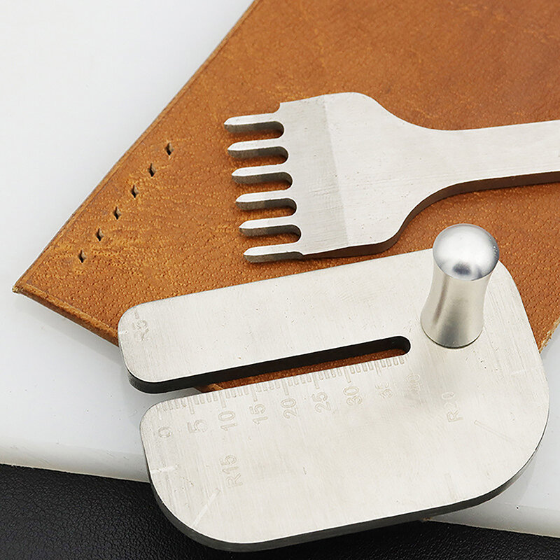 1Set papan tarik kulit praktis pemotong, alat penggaris Stainless Steel aksesoris tambahan potongan kulit Manual