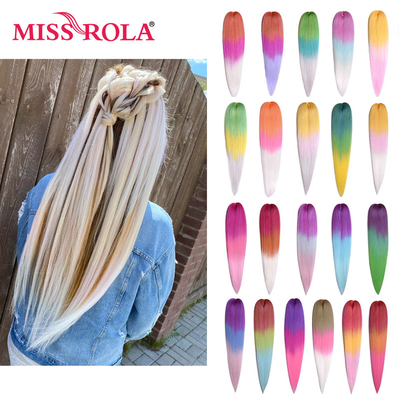 Miss Rola Sintetis 30 Inci 100G Kanekalon Rambut Kepang Yaki Lurus Pra Membentang Merah Muda Grosir Massal Rambut Ekstensi Jumbo Kepang