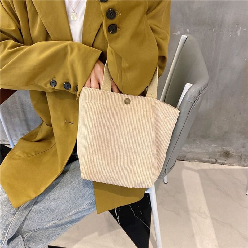 Letteratura e arte borsa di velluto a coste borsa da donna Casual borsa da pranzo portatile Vintage in tessuto