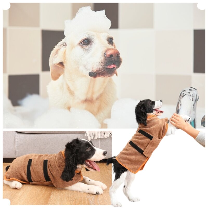 乾燥したペット用シャワーローブ,吸収性タオル,中小型犬用,超速乾性,柔らかく調整可能