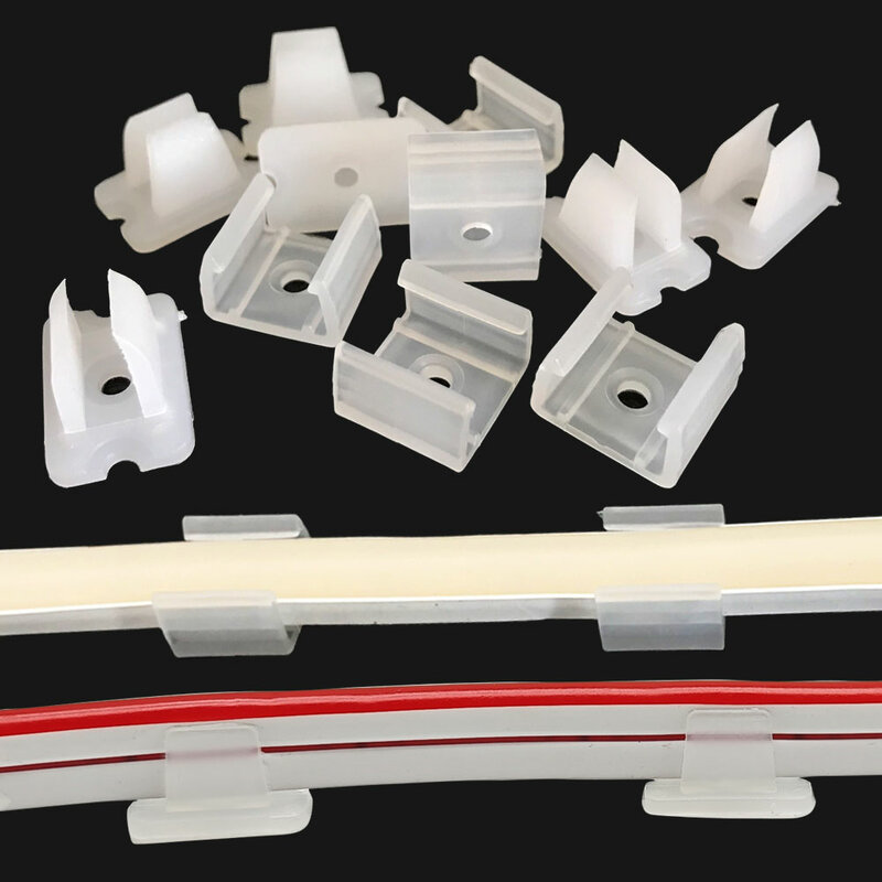 Clips de fixation de bande LED, support, connecteur, accessoires pour fibre 2835, néon, 220V, flexible, structure en plastique COB, 6mm, 8mm, 12mm, 15mm