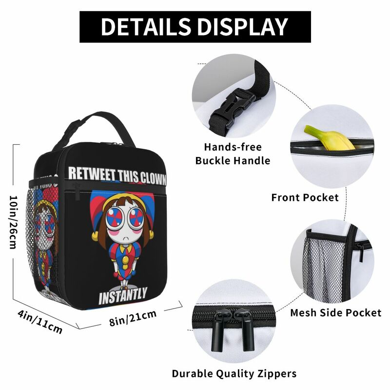 Die erstaunliche digitale Zirkus Meme isolierte Lunch Bag tragbare Mahlzeit Container Kühltasche Tote Lunchbox Strand Outdoor Food Handtasche