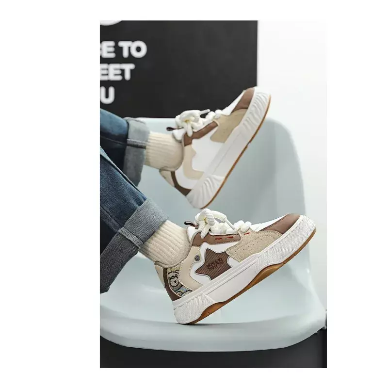 Men's Shoes Autumn and Winter Easy Wear Borad Shoe 2023 New Youth Casual Leather Shoes Winter Boys Boys