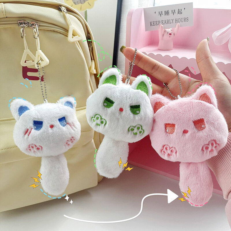 귀여운 끽끽 고양이 봉제 키 체인, 인형 인형, 귀여운 배낭 펜던트 가방, 걸이식 장식, 소녀 선물