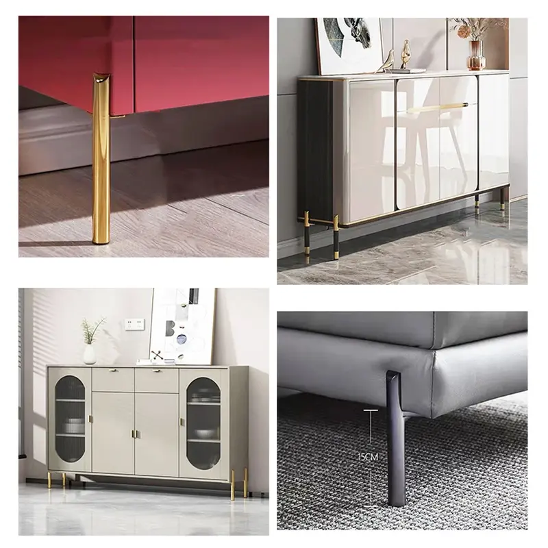 Patas de Metal para muebles, patas de 4 piezas de repuesto para mesa, montaje de sofá, silla, TV, tocador, armario de baño, color negro y dorado