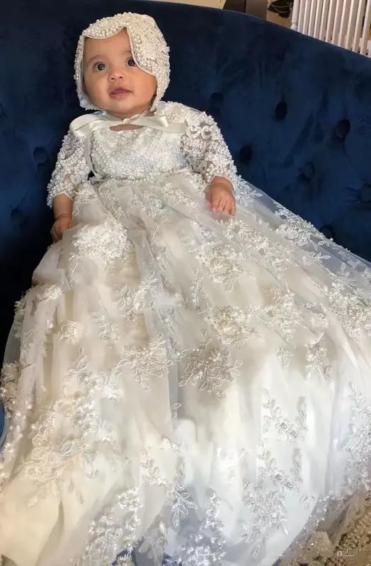 Baby Säuglings mädchen Tauf kleider mit Spitzen applikation Tauf kleid hochwertige 3m-24m Blumen mädchen Taufe