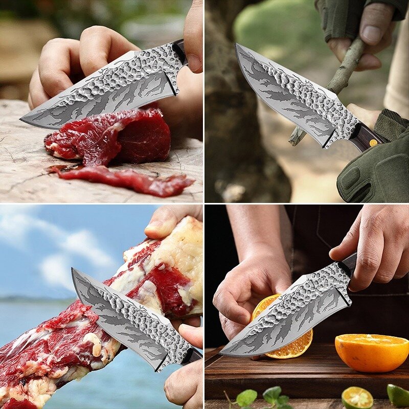 2 Pcs Sharp Boning Knife Chicken Bone Scissors High Carbon Steel Kitchen Tools Set BBQ Tool Handmade Pocket Knife Fishing Knife