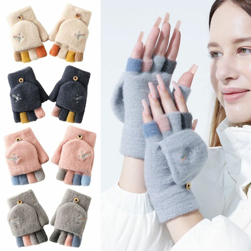 Odsłoniętym palcem urocze studentki ciepłe rękawiczki dziewiarskie rękawice rękawiczki do ekranu dotykowego rękawiczki na pół palca