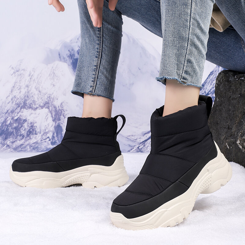 STRONGSHEN-Botas impermeáveis de plataforma antiderrapante para mulheres, manter botas de neve quentes, botas femininas