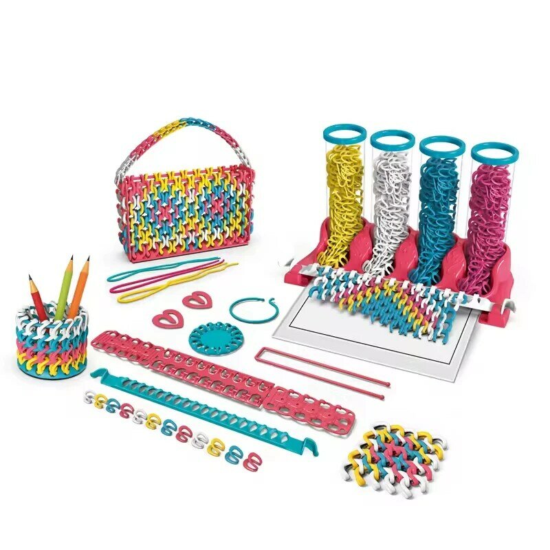 Pulseira de tecelagem criativa para crianças, brinquedos educativos, bricolage, bolsa colorida, cachecol, imaginação, multiplayer, brinquedo da menina