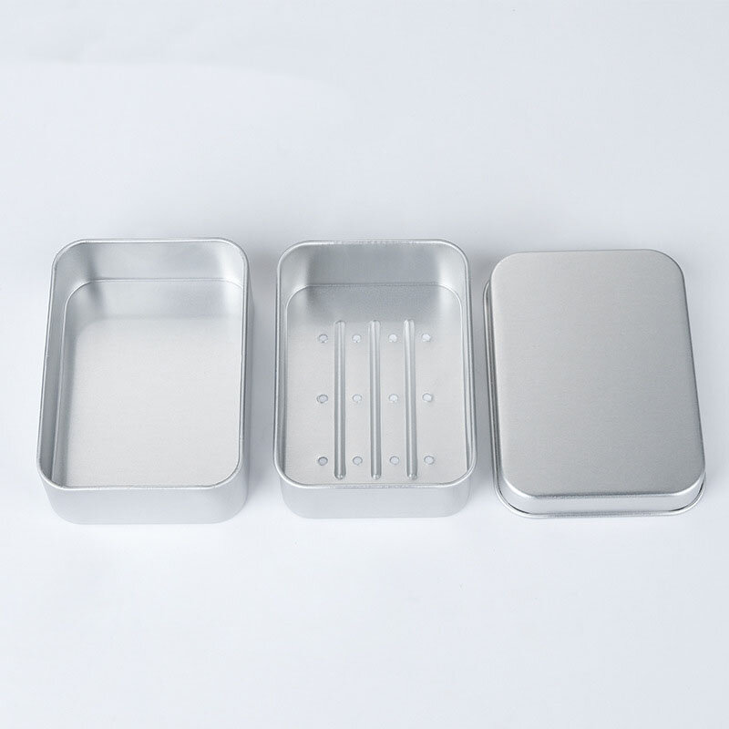 Seifendose aus Aluminium, 2 Stück Seifenschalen mit Abtropfgitter, Seifenbox wasserdicht klein für Reise, Feuchtigkeitsbeständig rostfrei Seifenschalen aus Metall für zu Hause oder auf Reisen