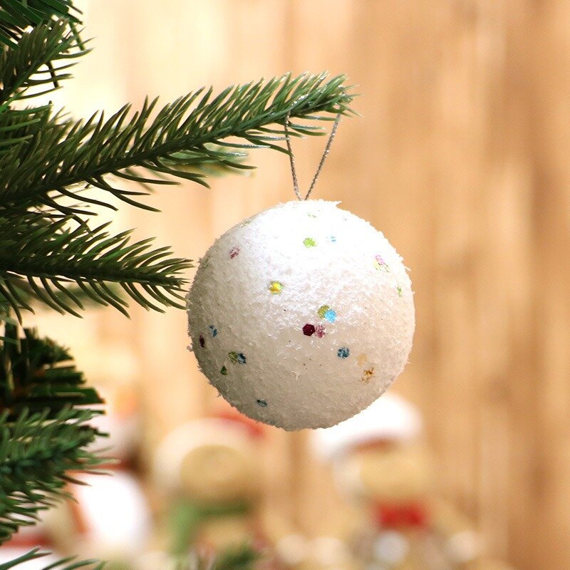 6ピース/パックホワイトスパンコールdiy雪だるま5センチメートル祭パーティーアクセサリー装飾クリスマスツリー雪のボール