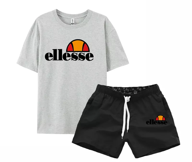 Conjunto de camiseta de manga curta de algodão puro masculino, roupas masculinas elegantes, shorts casuais, roupas de verão, novo, um conjunto, 2022