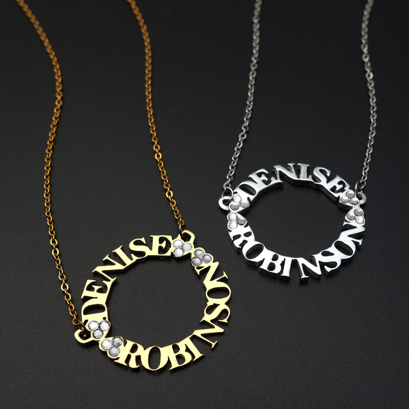 Nome personalizado colar personalizado dois nomes colar letras nome pingente nome jóias para mulher presente de aniversário de natal para ela
