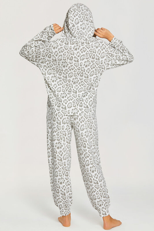 Dobreva conjunto de pijamas de algodão feminino manga comprida hoodie com calças compridas loungewear tie dye kit solto mais tamanho