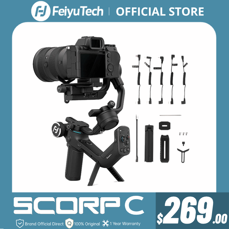 FeiyuTech 공식 SCORP-C 카메라 스태빌라이저 3축 짐벌 모바일 스태빌라이저(삼각대 폴 포함 소니/캐논 DSLR 카메라용) AK2000C AK2000S 업그레이드