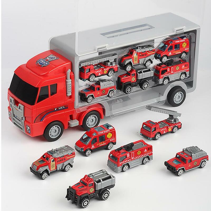 子供のための収納ボックス付きの大型トラック,楽器のおもちゃ,ミニカーモデル,ギフト,h7l9,6個